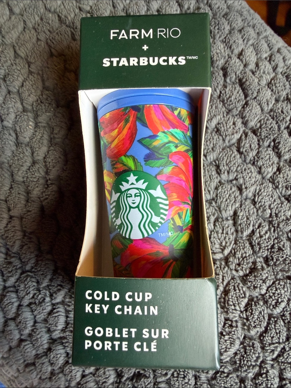 Starbucks Blue Tropical Floral Farm Rio Cold Cup Key Chain